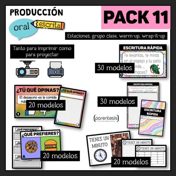 Contenidos del pack 11 Producción